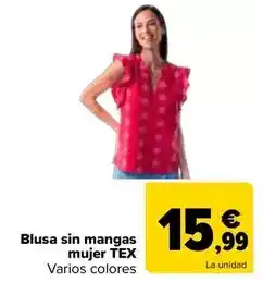 Carrefour Tex - blusa sin mangas mujer oferta