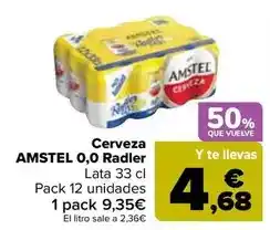 Carrefour Amstel - cerveza 0,0 radler oferta