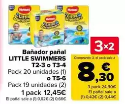 Carrefour Little swimmers - banador panal t2-3 o t3-4 pack 20 unidades (1) o t5-6 pack 19 unidades (2) oferta