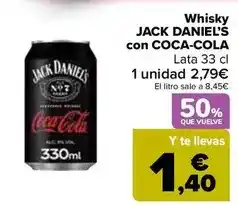 Carrefour Jack daniel's - whisky con coca-cola oferta