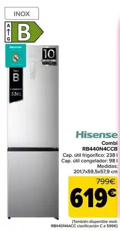 Carrefour Hisense - combi rb440n4ccb oferta