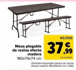 Carrefour Mesa plegable de resina efecto madera oferta