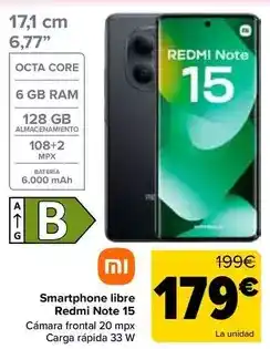 Carrefour Xiaomi - smartphone libre redmi note 15 oferta
