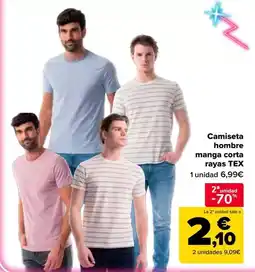 Carrefour Camiseta hombre manga corta rayas oferta