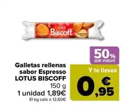 Carrefour Lotus - galletas rellenas sabor espresso biscoff oferta