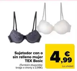 Carrefour Tex basic - sujetador con o sin relleno mujer oferta