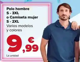 Carrefour Polo hombre s - 3xl o camiseta mujer s - 2xl oferta