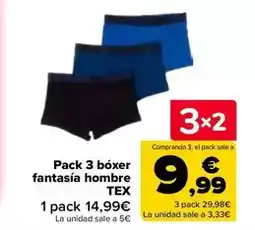 Carrefour Tex - pack 3 boxer fantasia hombre oferta