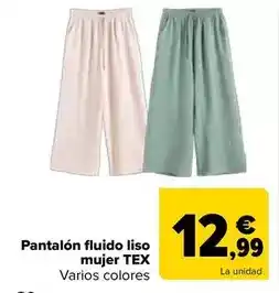 Carrefour Pantalon fluido liso mujer tex oferta