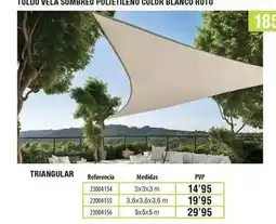 Optimus Toldo vela sombreo polietileno color blanco roto triangular oferta