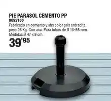 Optimus Pie parasol cemento pp oferta