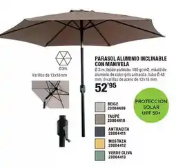 Optimus Parasol aluminio inclinable con manivela oferta