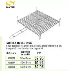 Optimus Sauvic - parrilla doble inox oferta