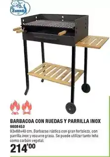 Optimus El zorro - barbacoa con ruedas y parrilla inox oferta