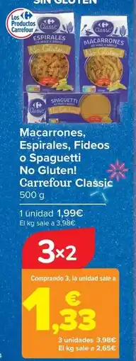 Carrefour Carrefour classic - macarrones espirales fideos o spaguetti no gluten! oferta