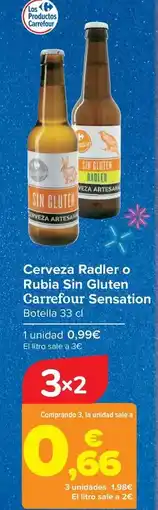 Carrefour Carrefour - cerveza radler o rubia sin gluten sensation oferta
