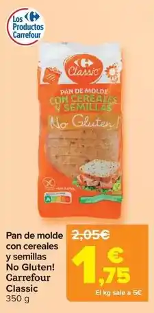 Carrefour Carrefour classic - pan de molde con cereales y semillas no gluten! oferta