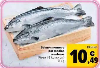 Carrefour Market Salmón noruego por medios o enteros oferta