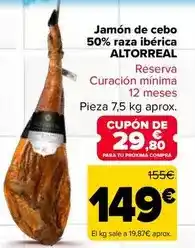 Carrefour Market Altorreal - jamón de cebo 50% raza ibérica oferta