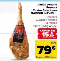 Carrefour Market Navidul - jamon serrano reserva cuatro estaciones oferta