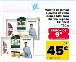 Carrefour Market Legado elpozo - maletin de jamón o paleta de cebo ibérico 50% raza ibérica oferta