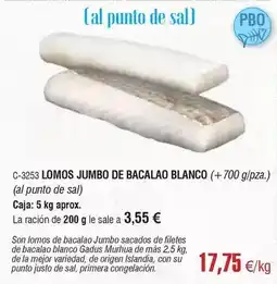 Abordo Blanco - lomos jumbo de bacalao oferta