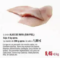 Abordo Ideal - alas de raya (sin piel) oferta