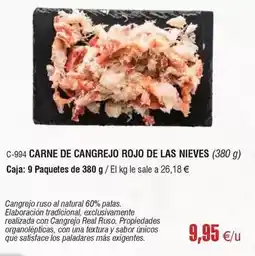 Abordo Las nieves - carne de cangrejo rojo de oferta