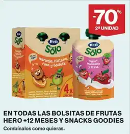 Supercor HERO En todas las bolsitas de frutas hero +12 meses y snacks goodies oferta