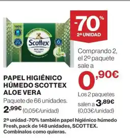 Supercor SCOTTEX Papel higiénico húmedo aloe vera oferta