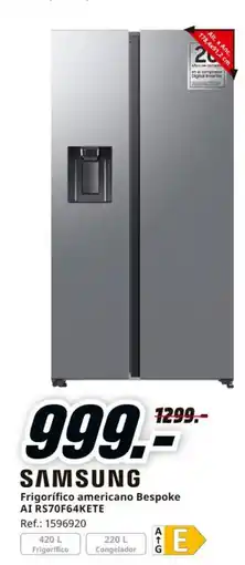 MediaMarkt SAMSUNG Frigorífico americano Bespoke AI RS70F64KETE oferta