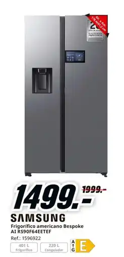 MediaMarkt SAMSUNG Frigorífico americano Bespoke AI RS90F64EETEF oferta