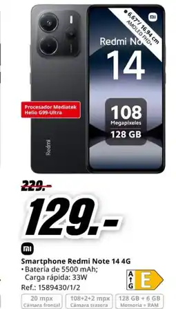 MediaMarkt Smartphone Redmi Note 14 4G oferta