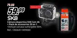 MediaMarkt SK8 Cámara deportiva SK8 Cam 4k + Pack de accesorios 20 en 1 oferta