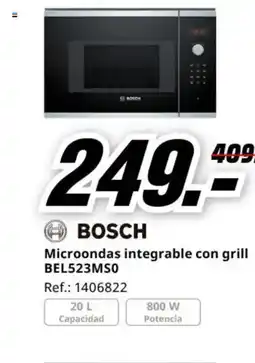 MediaMarkt BOSCH Microondas integrable con grill BEL523MS0 oferta