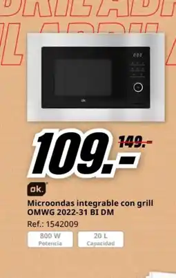 MediaMarkt Microondas integrable con grill OMWG 2022-31 BI DM oferta