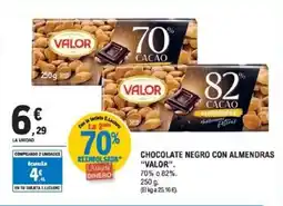 E.Leclerc VALOR Chocolate negro con almendras oferta