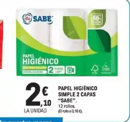 E.Leclerc SABE Papel higiénico simple 2 capas oferta