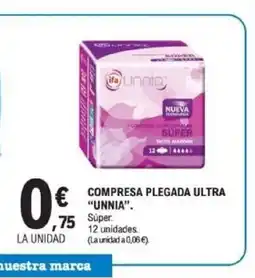 E.Leclerc UNNIA Compresa plegada ultra oferta