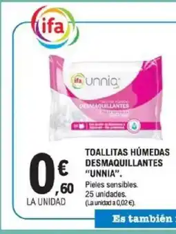 E.Leclerc UNNIA Toallitas húmedas desmaquillantes oferta