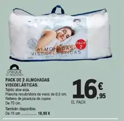 E.Leclerc Pack de 2 almohadas viscoelásticas oferta