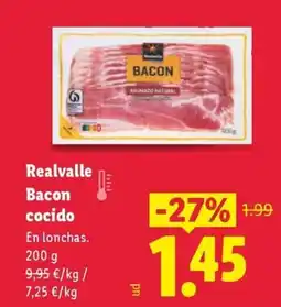 Lidl REALVALLE Bacon cocido oferta