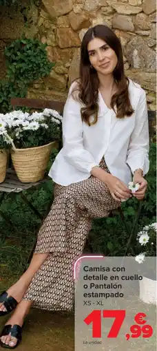 Carrefour Camisa con detalle en cuello o Pantalón estampado oferta