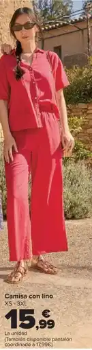 Carrefour Camisa con lino XS-3XL oferta