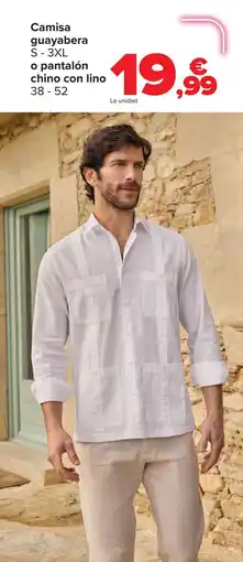 Carrefour Camisa guayabera S-3XL o pantalón chino con lino oferta