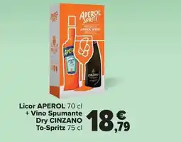 Carrefour Aperol - licor + vino spumante dry cinzano to-spritz oferta