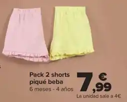 Carrefour Pack 2 shorts piqué beba oferta