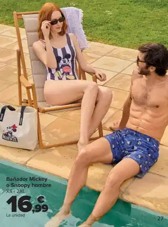 Bañador Mickey o Snoopy hombre XS-2XL
