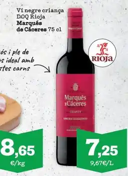 Sorli MARQUES DE CACERES Vi negre criança DOQ Rioja oferta
