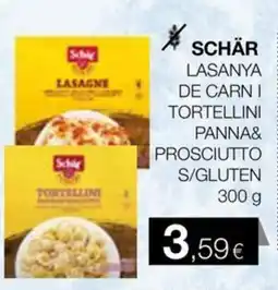 Plusfresc SCHÄR Lasanya de carni tortellini panna& prosciutto s/gluten oferta